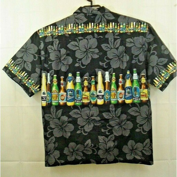 KYs Hawaiian Shirt Floral Beer Button Front Made In Hawaii Mens Size L - Picture 6 of 6
